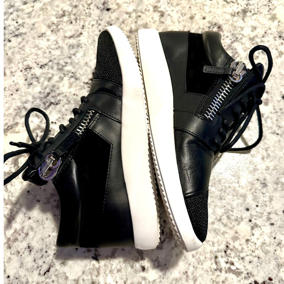 Giuseppe Zanotti Megatron Nero Black leather mesh zippered Sneakers Size 36 - Picture 10 of 13